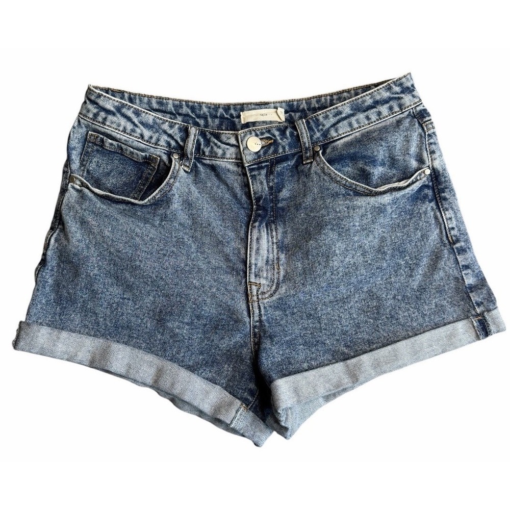 TGLA Women's Denim Shorts Size 29 Blue Cuffed High Rise Mom Shorts 30x3